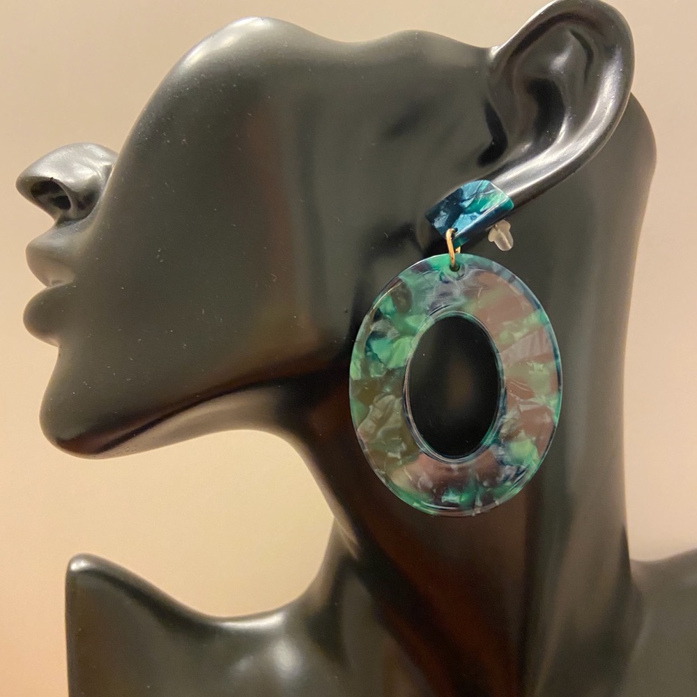 Green multi resin earrings